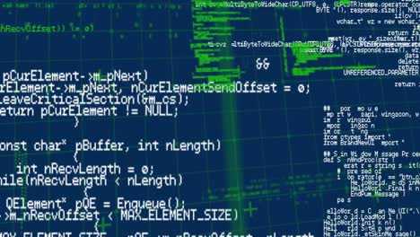 Animation-of-data-processing-over-grid-on-blue-background