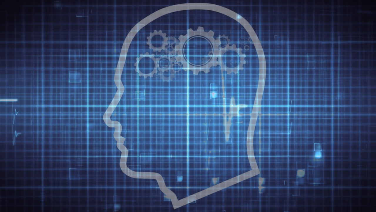 animación del cerebro con tecnología y procesamiento de datos