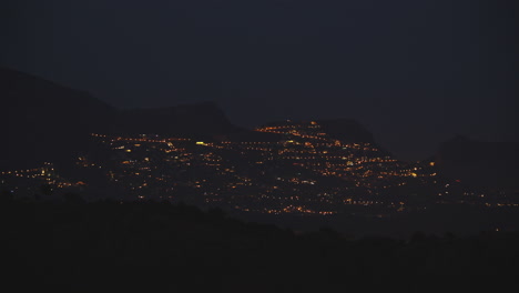 night town lights on the mountain in spain