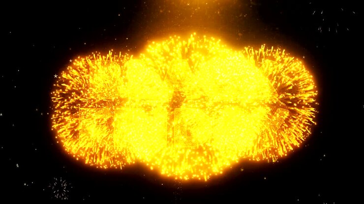 Black Friday Text on Firework Display Explosion Particles.