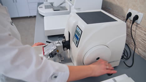 doctor holding testing equipment. laboratory technician tools for taking sample