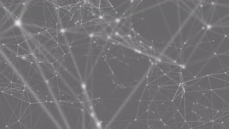 animation of network of connections with glowing spots on grey background