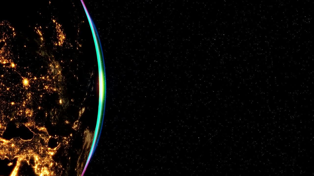 muy detallado. planeta tierra zona europea con la hora de la noche y el amanecer. épico amanecer del mundo horizonte.