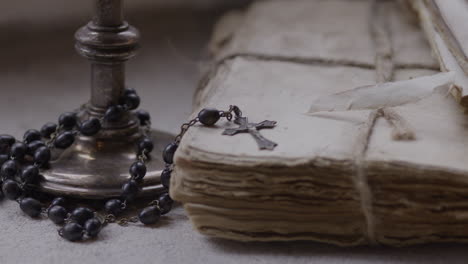 ancient bible scholars study religious texts on weathered scrolls and documents - history and faith