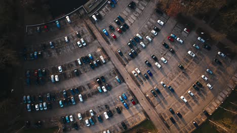 Aerial-hyperlapse-showing-buildings,-cars-and-city-landscape