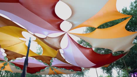 reflective streamers hanging as part of an event decoration