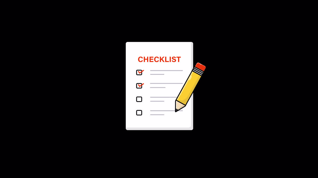 Animated Checklist with Pencil Marking Completed Tasks