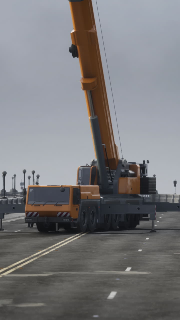 una gran grúa amarilla en una carretera