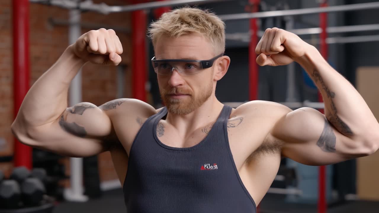 Intense Focus: A Muscular Athlete Preparing for an Intensive Workout Session in a Modern Gym Setting, Highlighting Strength and Determination
