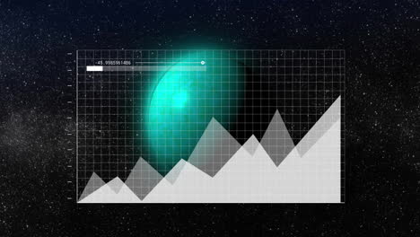 animation of data processing and statistics over globe