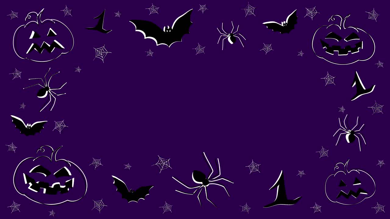 garabatos dibujados a mano de halloween stop motion animación, con calabazas, arañas y murciélagos