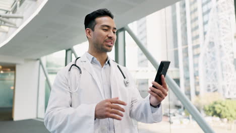 Video-call,-telehealth-and-doctor-on-a-phone