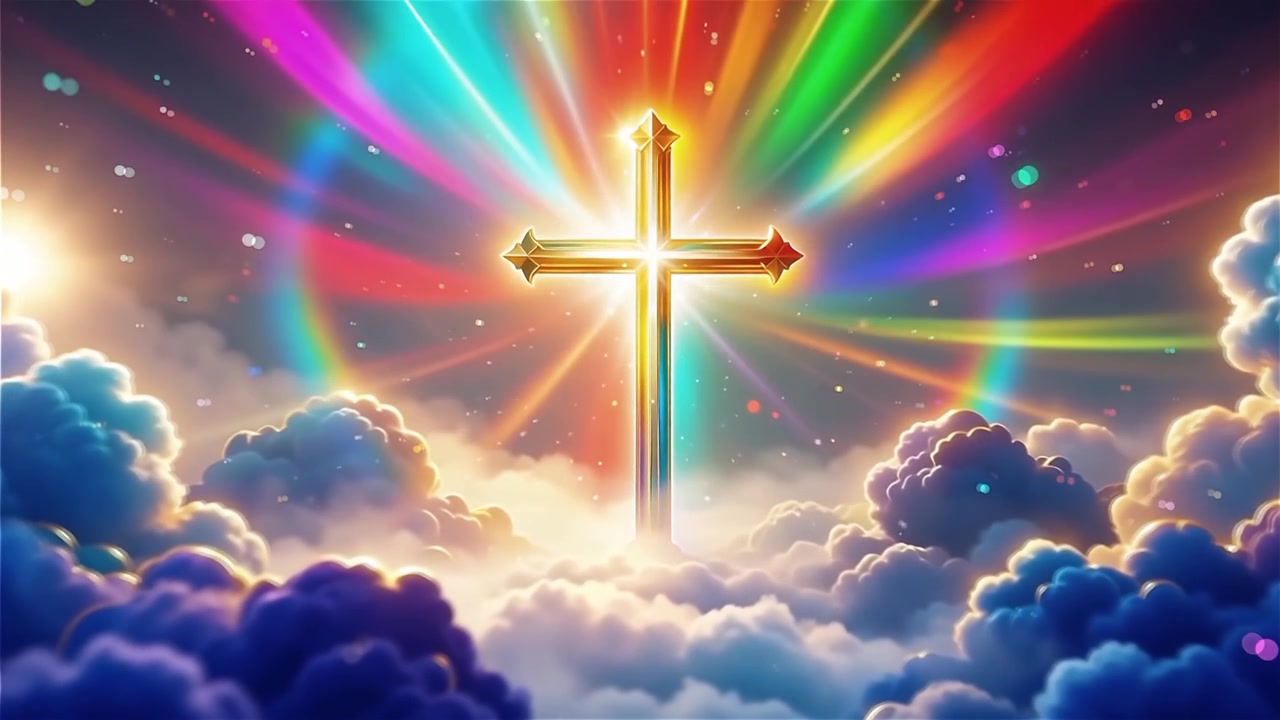 Christian Cross Heavenly Light Worship Background