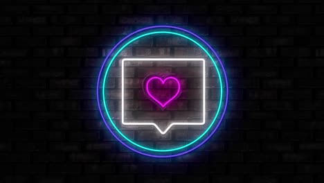 illuminated message with love neon sign on black brick wall background