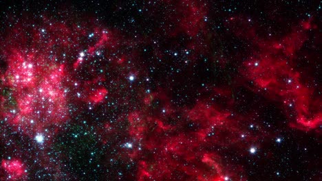 abstract loop space flight fly to mysterious glow red nebula cloud wiht glow stars in space. space exploration to glow nebula galaxy. 4k 3d illustration seamless loop sci-fi space travel fly to the alien nebula.
