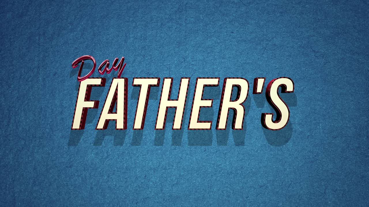 Retro Fathers Day text on blue vintage texture in 80s style