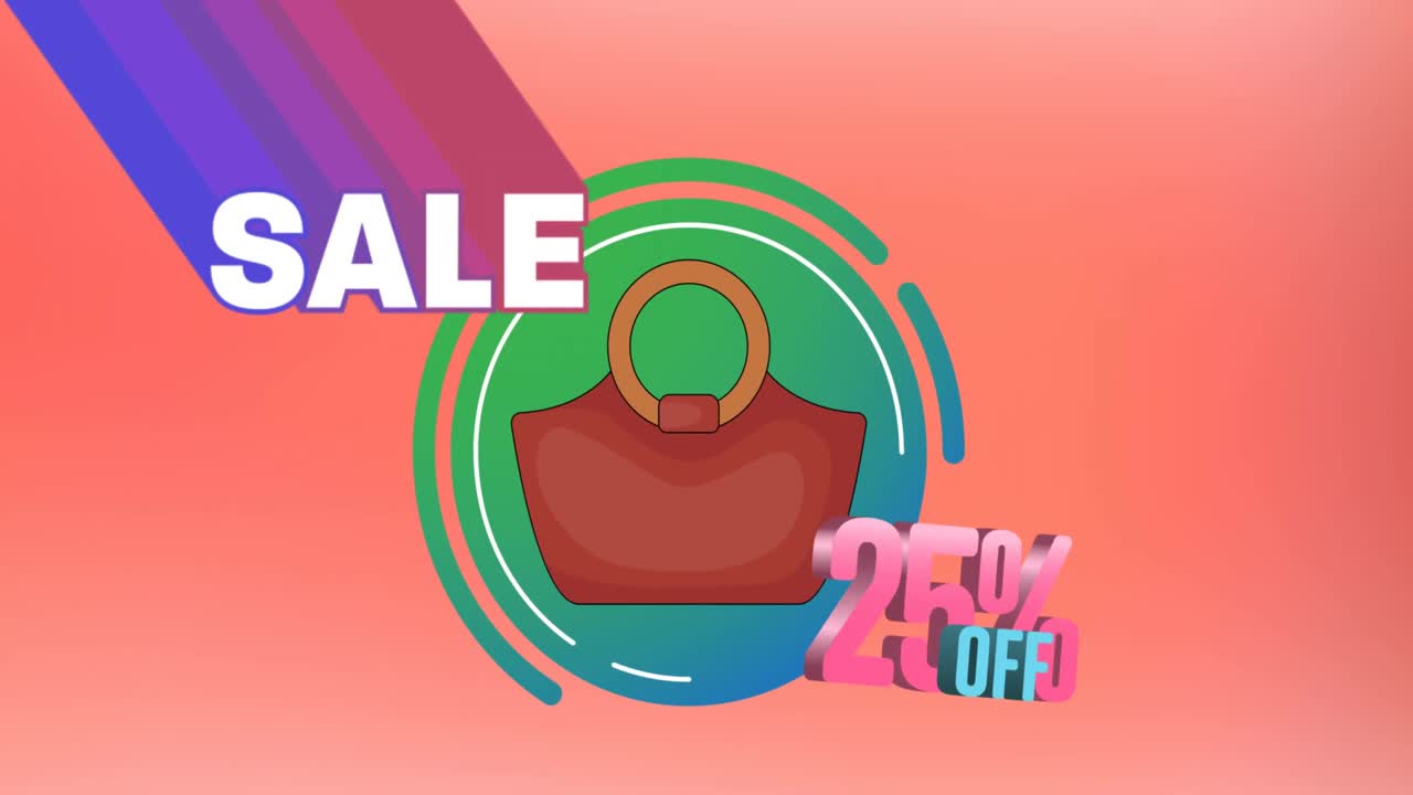 분홍색 배경에 판매 텍스트와  ⁇ 드백 아이콘의 애니메이션