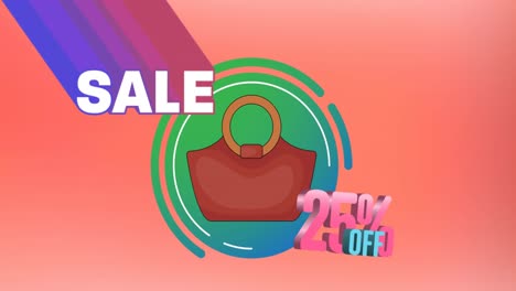Animation-of-sale-text-and-handbag-icon-on-pink-background