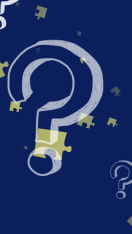 animation of question marks and puzzles over violet background