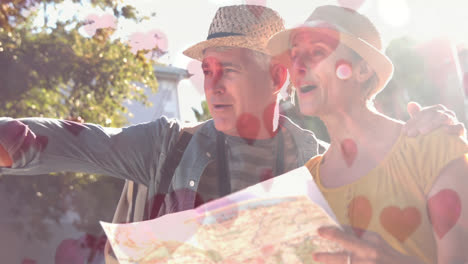 digital composite of couple looking at the map