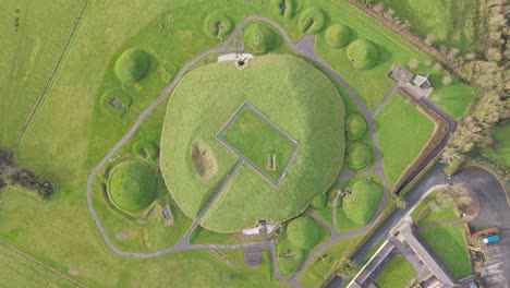 Bird's Eye View Of Knowth - Knowth Passage Tomb In Daytime In County Meath, Ireland. - aerial shot