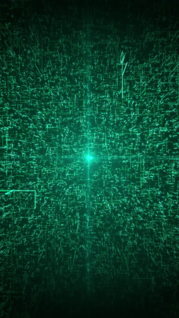 Dynamisk grønt cyberspace-netværk med flydende datalinjer