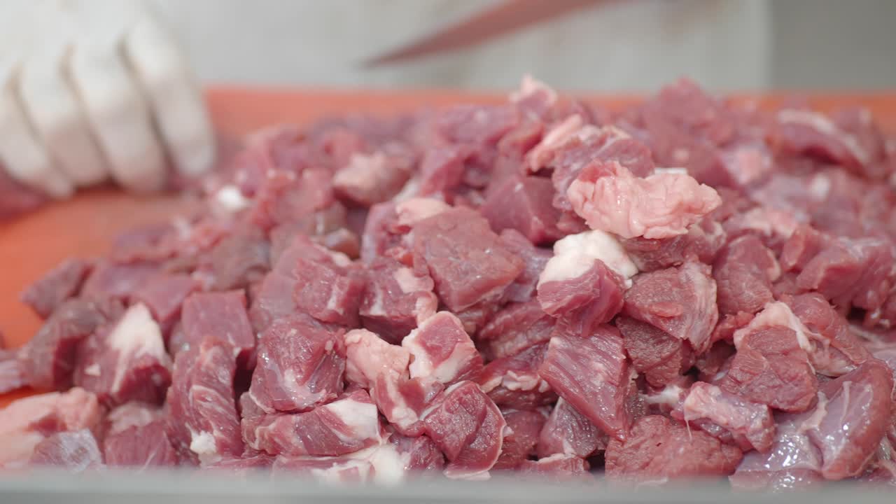 Diced raw meat