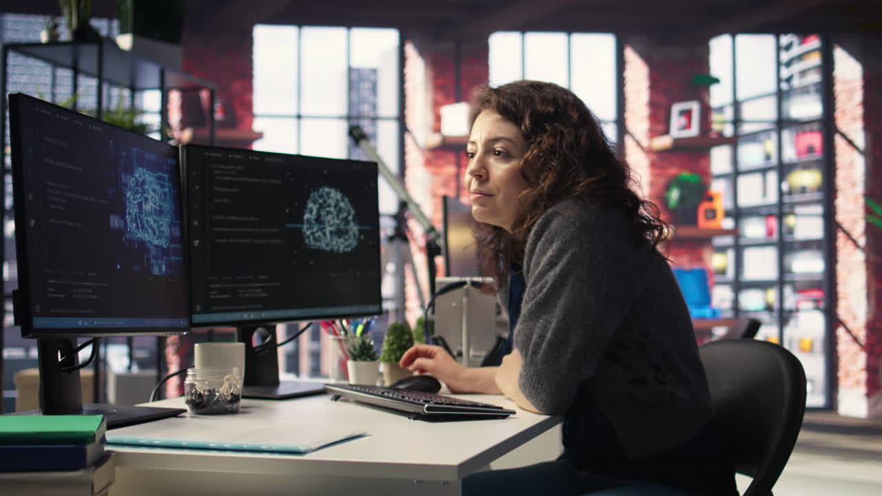 IT expert writing code and debugging on artificial intelligence neural networks