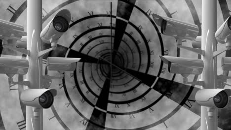 reloj que se mueve y cámaras de cctv