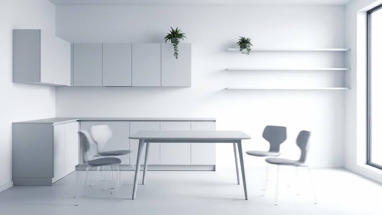 Minimalist Kitchen Interior with Dining Area