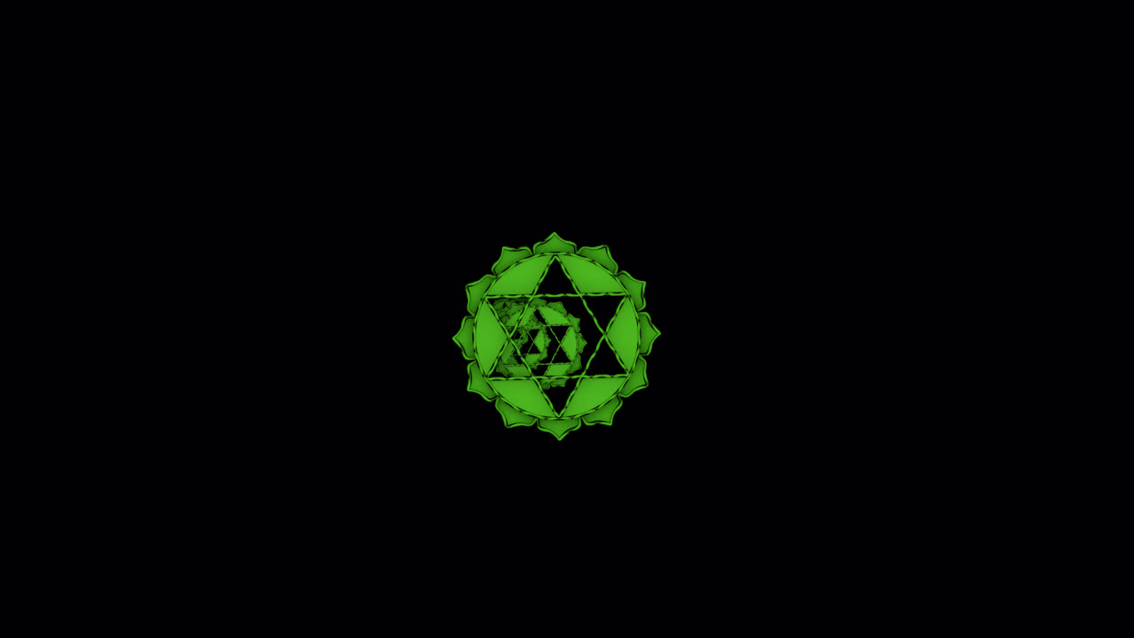 Chakra del Cuore animato luminoso e di alta qualità con canale alfa. Ideale per elementi visivi di amore, guarigione ed equilibrio