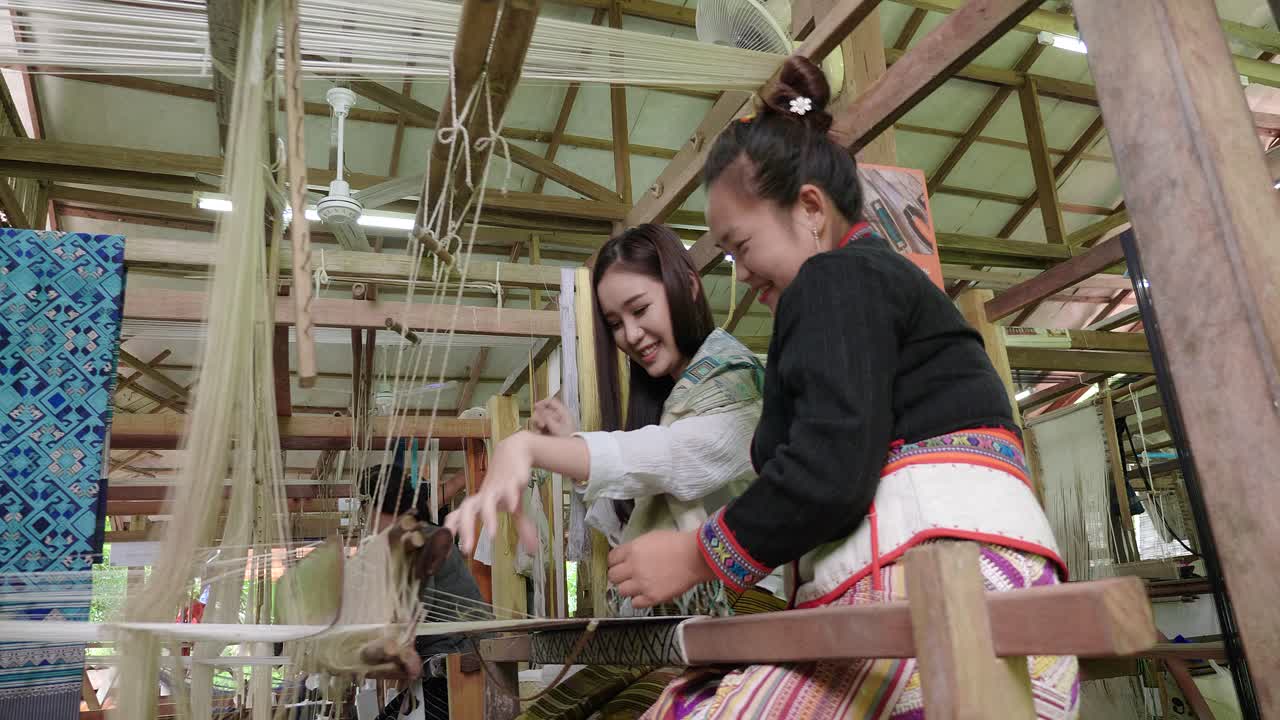 Women Weaving Traditional Thai Textiles