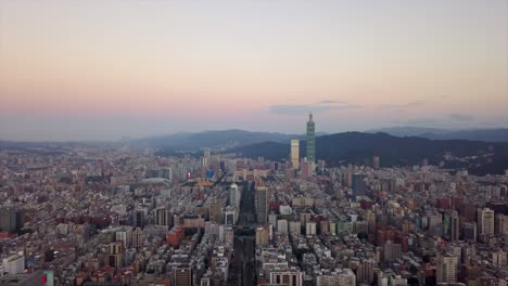 taiwan sunset taipei cityscape center famous tower aerial panorama 4k