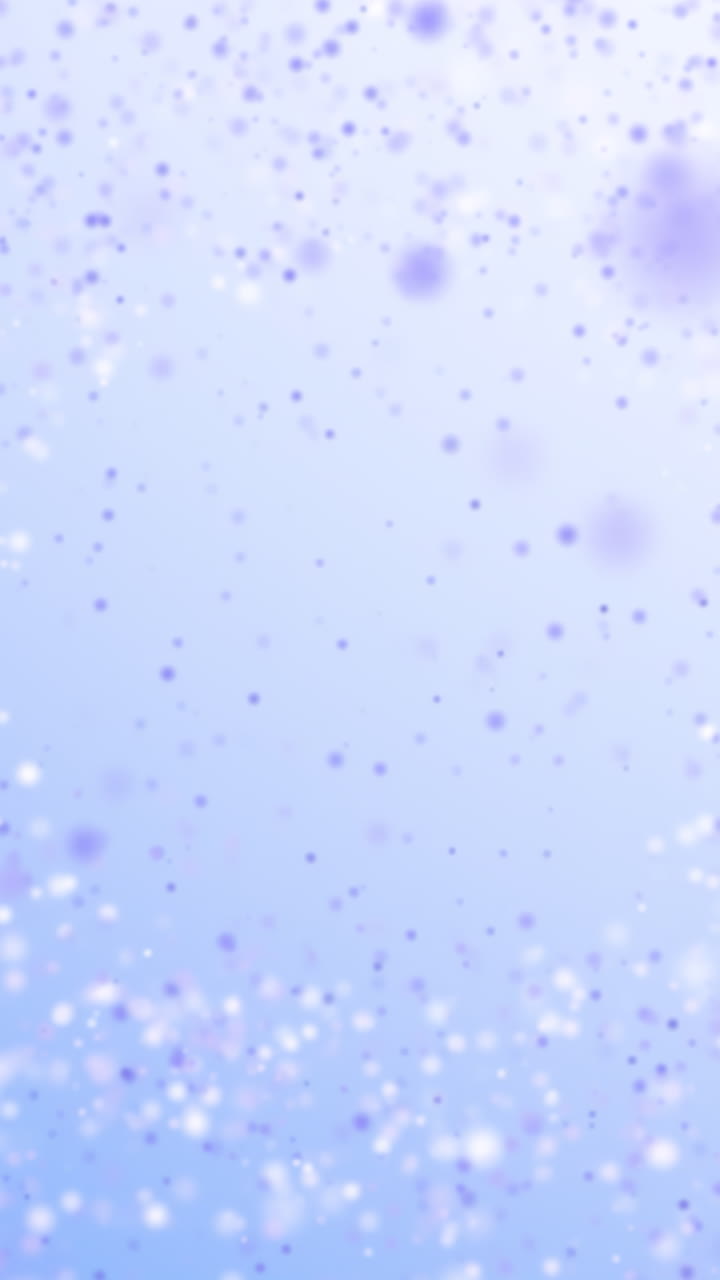 Abstract Purple and White Particles on a Light Blue Background