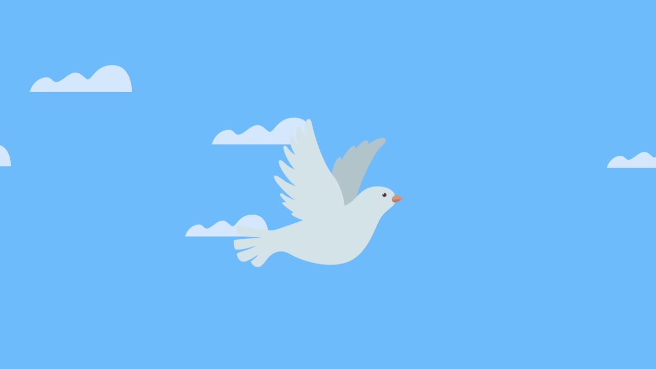 animación del día internacional de la paz con palomas volando