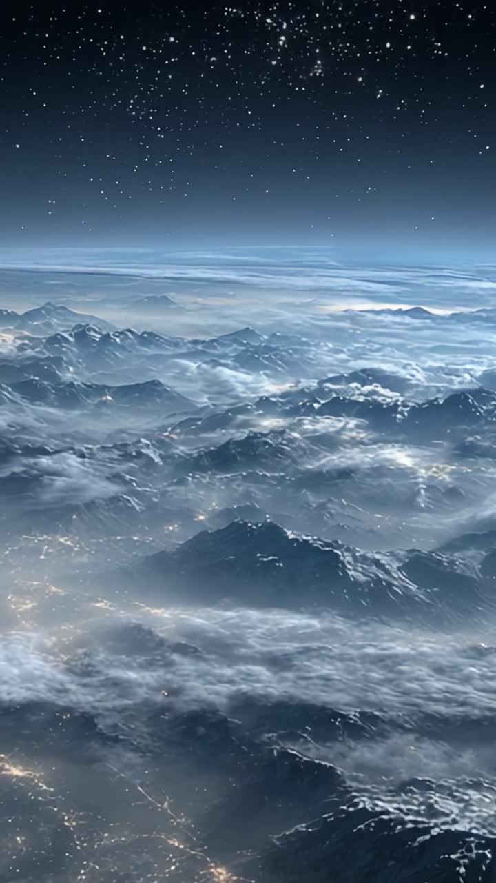 A Breathtaking View of Mountainous Landscapes and Mystical Clouds Under a Starry Sky: An Ethereal Journey Through Nature's Majesty