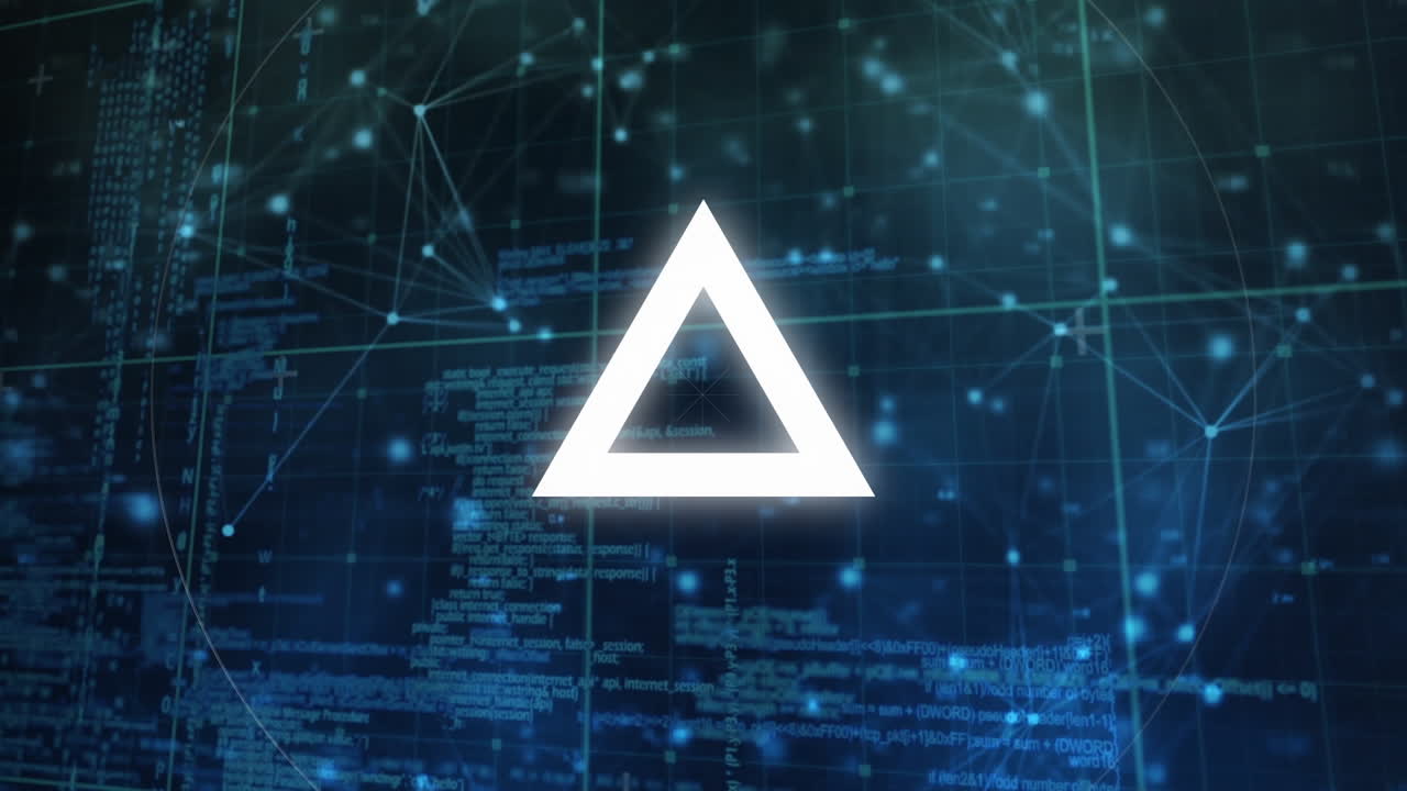 데이터 처리 및 배경에서 그리드에 대한 범위 스캐닝과 삼각형의 애니메이션