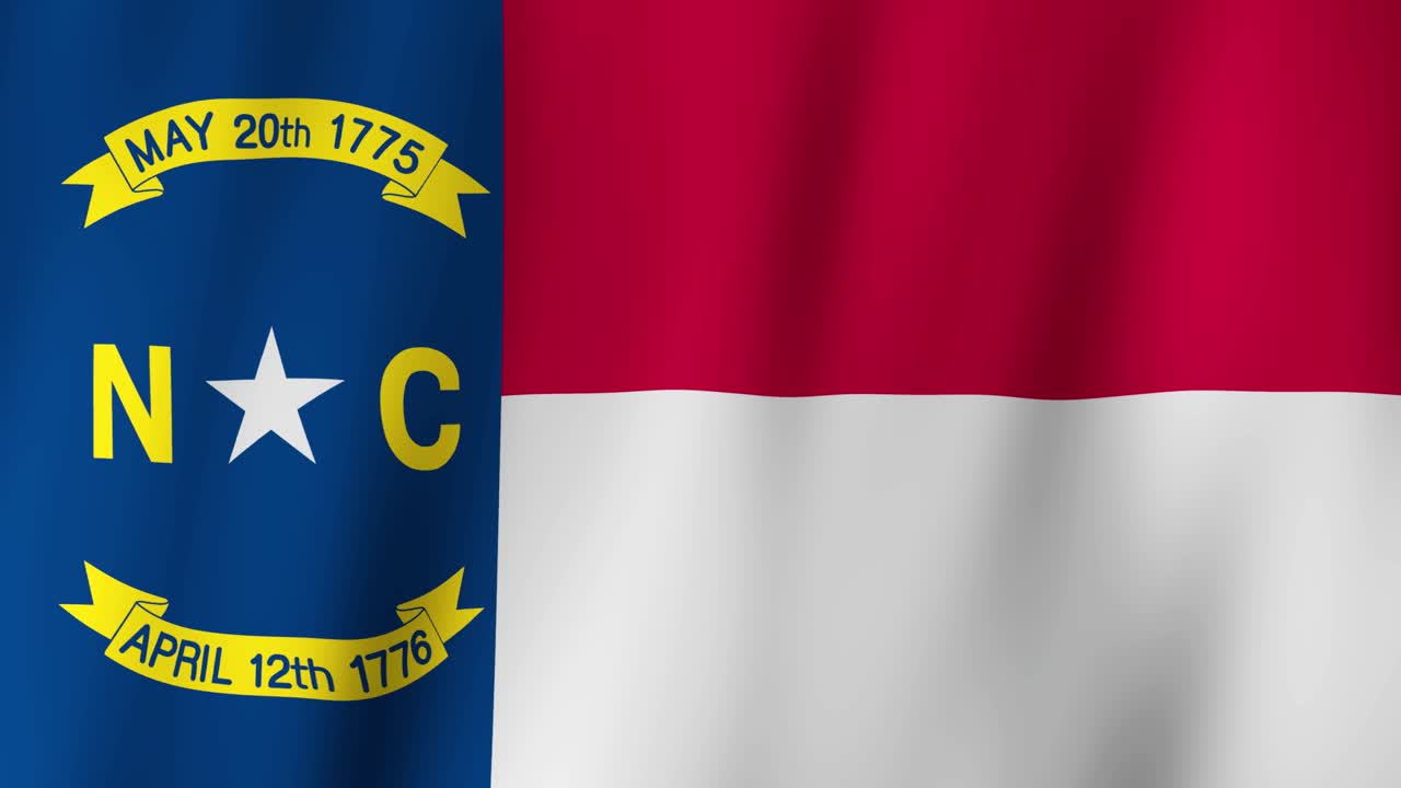 Bandiera dello stato della Carolina ripetibile. Sfondo animato digitale che sventola. (Stati Uniti d'America)