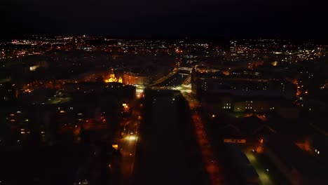 aerial view of autumn landscape of czech town of olomouc with church of saint john baptist and town hall at sunrise, olomouc region