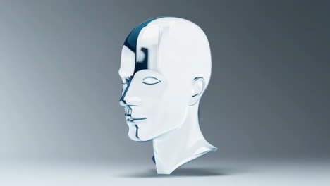 abstract blue glossy human head sculpture - multiple views