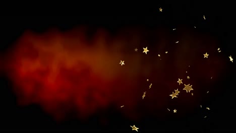 animación de estrellas flotando sobre una nube naranja sobre un fondo negro