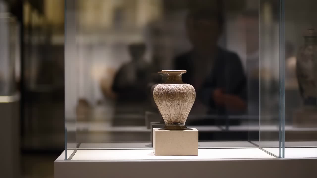 Ancient Vase on Display in a Museum