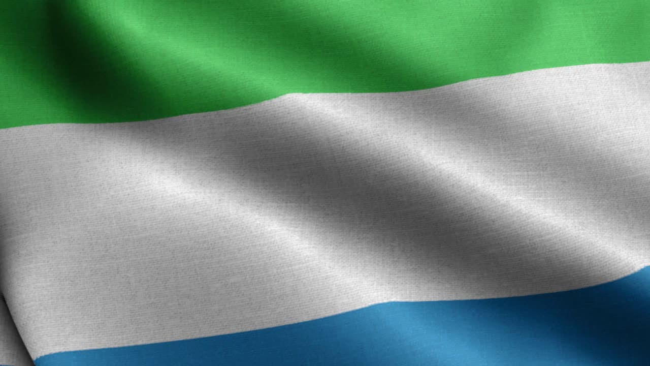 primer plano ondeando bucle 4k bandera nacional de sierra leona