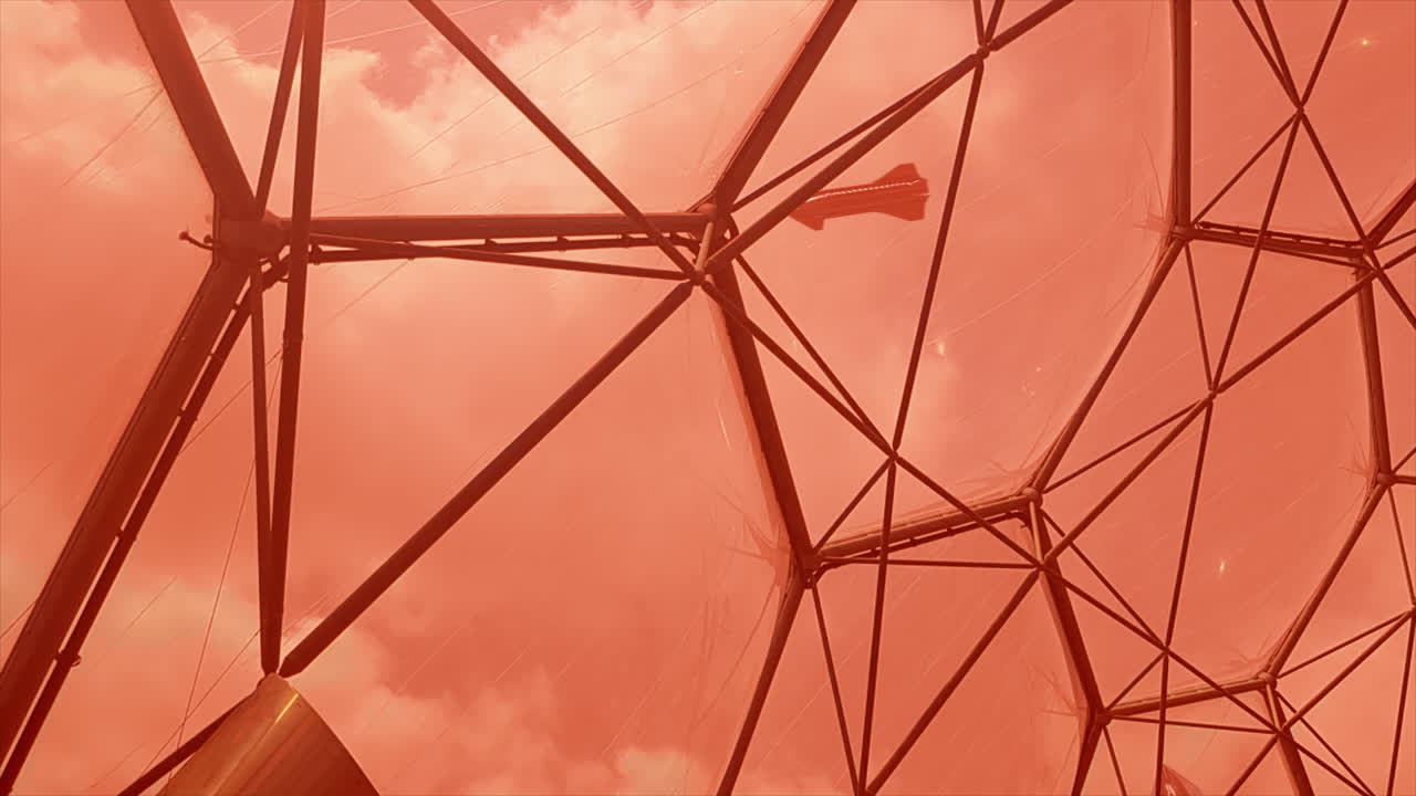 로켓 우주선이 착륙하고 이륙하는 화성의 화성 바이오 ⁇  서식지