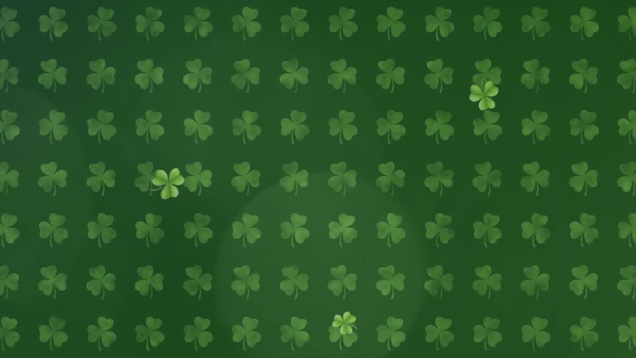 Animation of green clovers in background for St. Patricks day