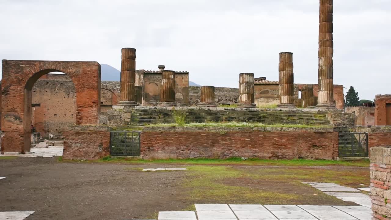 Ruins of famous Pompeii city, Italy.Temple of Aesculapius or Jupiter Meilichios