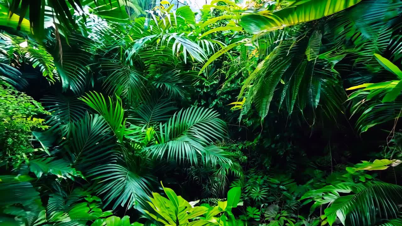 una selva verde exuberante llena de muchas plantas y árboles