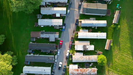 top down aerial view of mobile homes