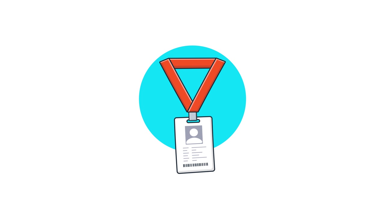 Animated ID Card with Lanyard Illustration