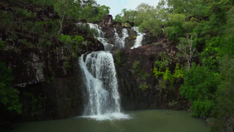 lush waterfall cascading through green forest
